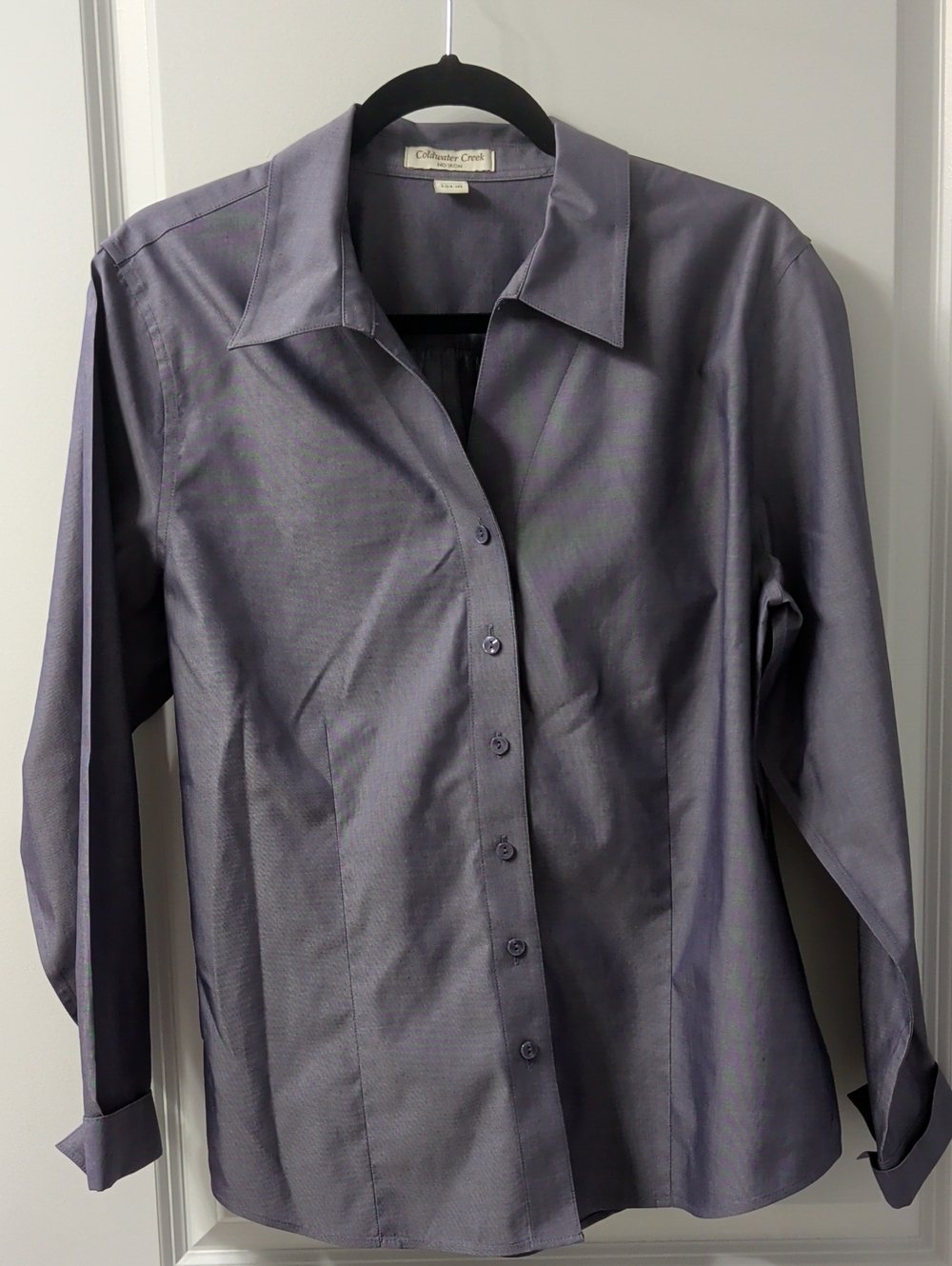 Coldwater Creek Women's Long-Sleeve Button-Up Shirt in Slate Blue